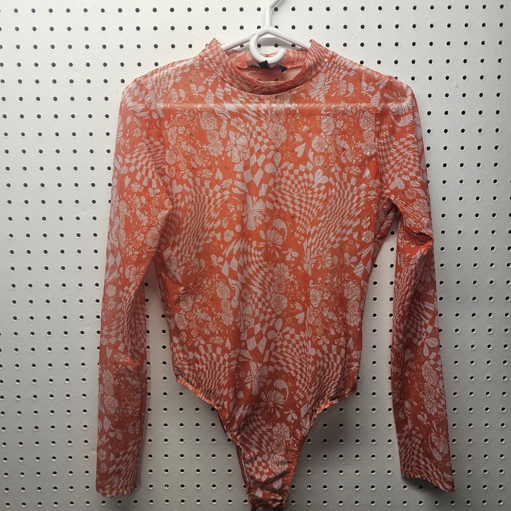 Floral Orange Long Sleeve Bodysuit